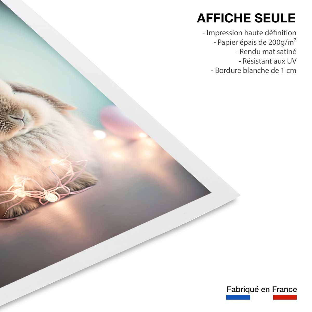 Affiche enfant lapin lumineux affiche seule, HEXOA