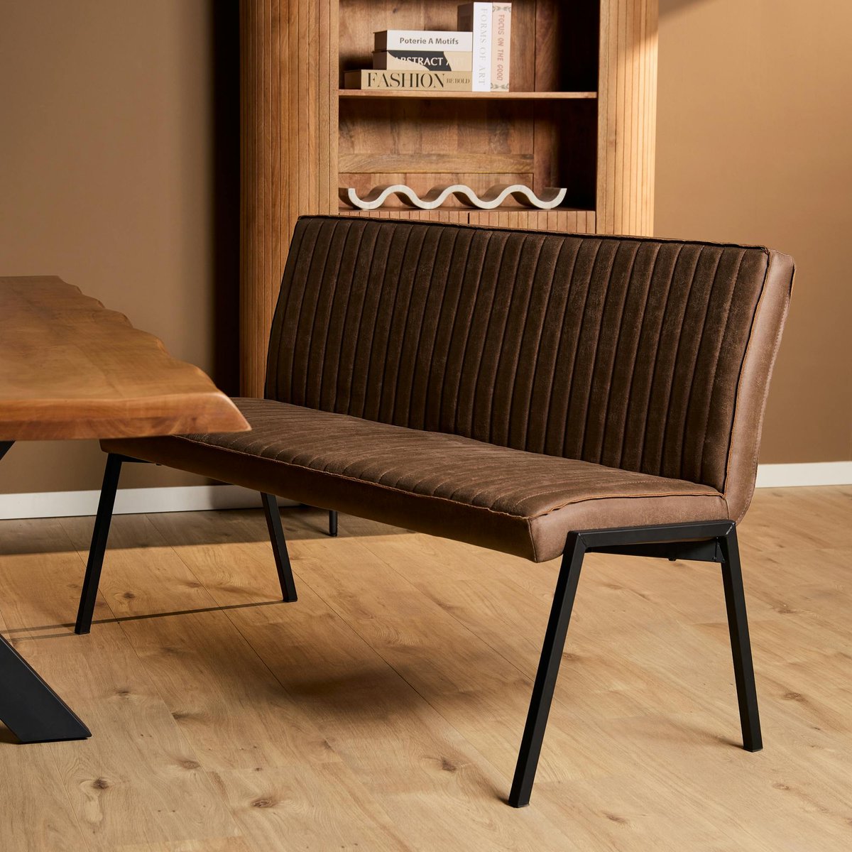 Banc de salle à manger polyuréthane 2,5 places CORTINA marron, PIER IMPORT