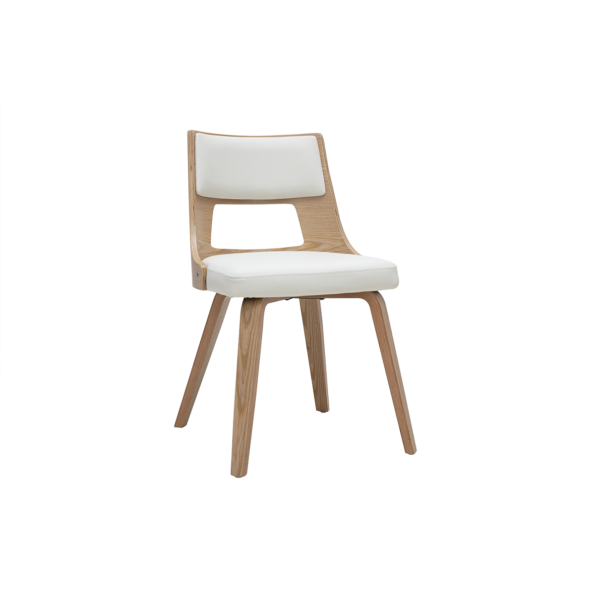 Chaise scandinave blanc et bois clair GARBO blanc, MILIBOO