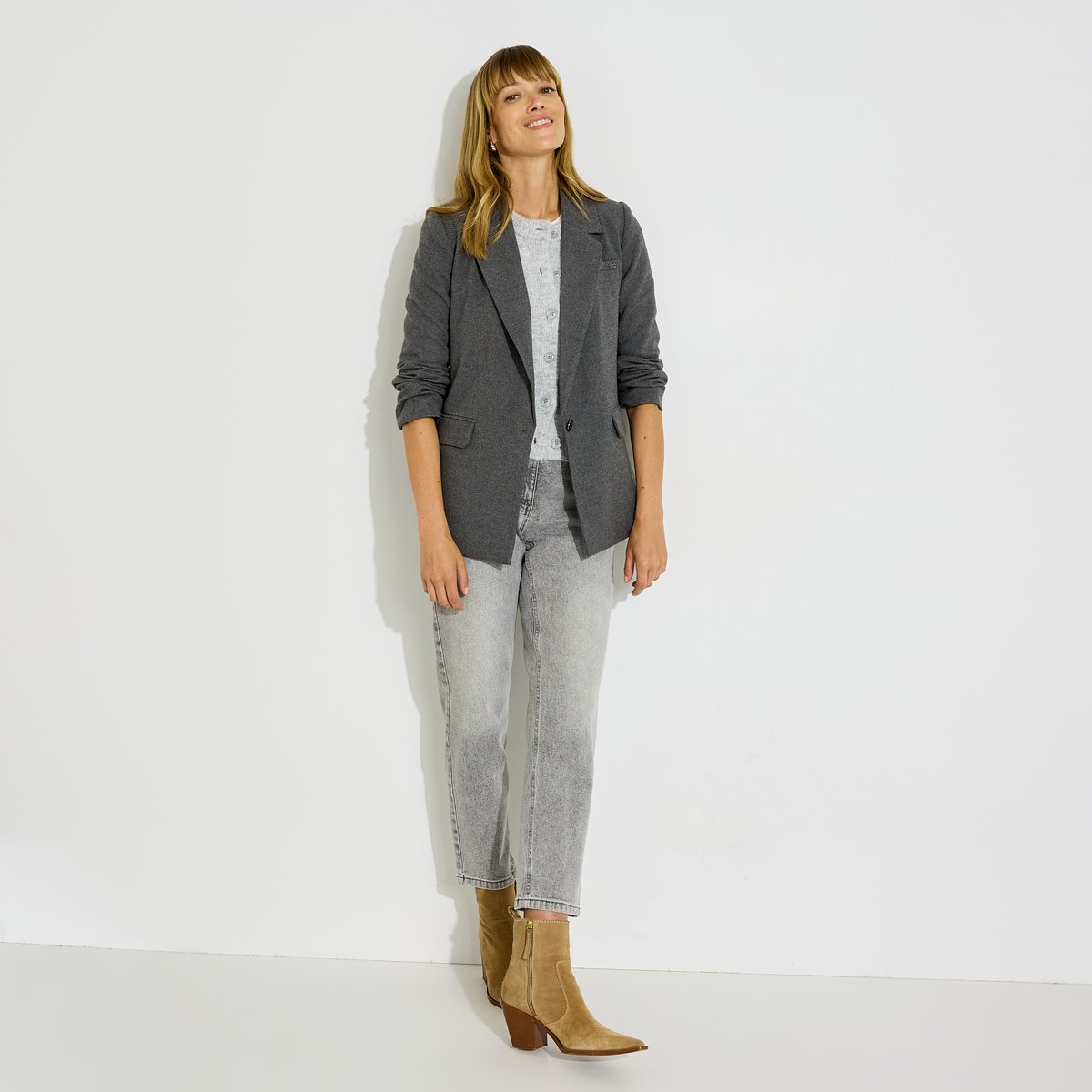 Veste blazer col tailleur gris, GRAIN DE MALICE