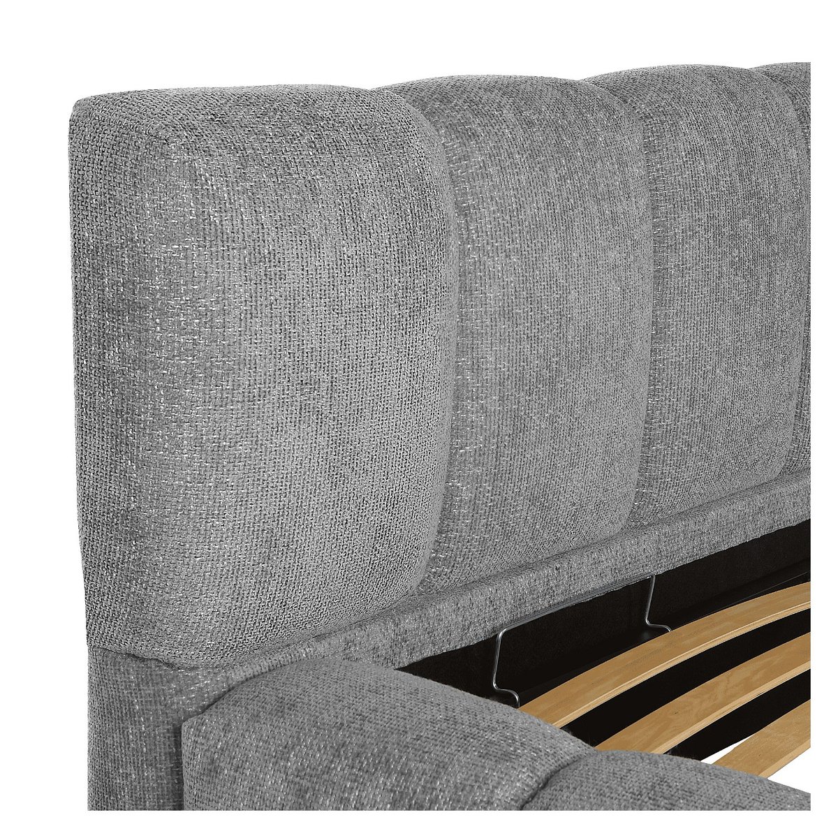 Lit coffre en tissu chenille SETANA gris, HABITAT