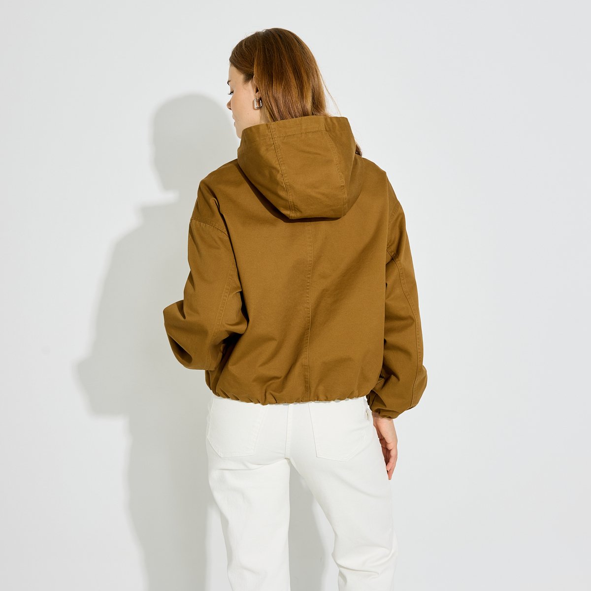 Blouson court à capuche marron camel, GRAIN DE MALICE