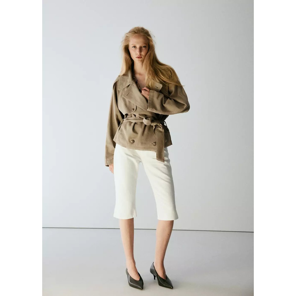 Trench cintré avec ceinture sable, MANGO