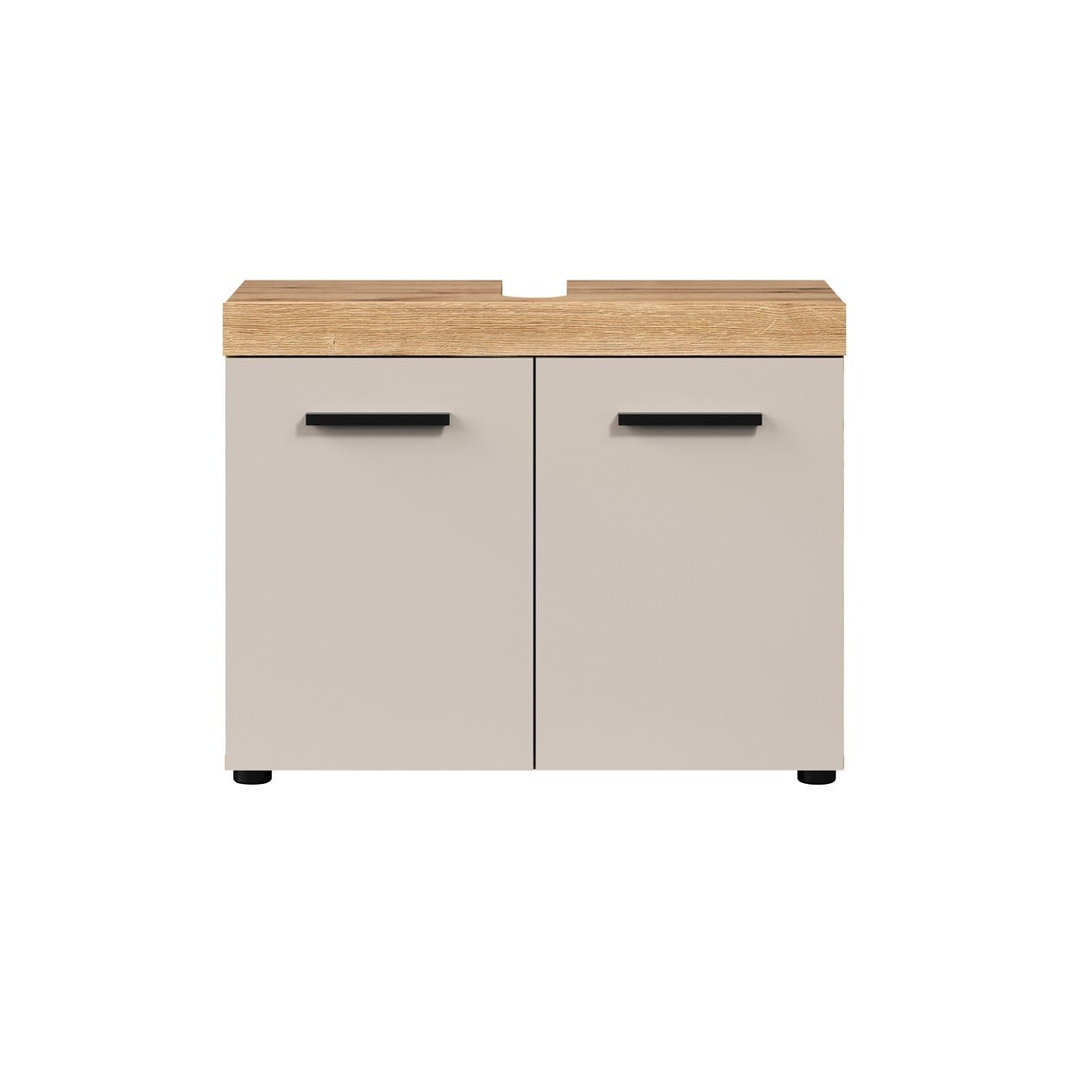 Meuble sous vasque 2 portes décor - MINA beige, CALICOSY