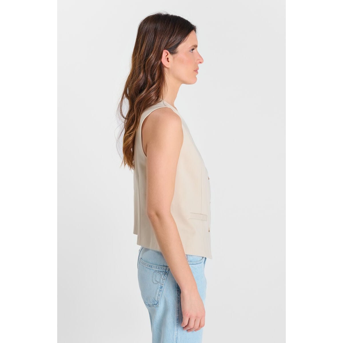 Gilet sans manches CARLITA beige, LE TEMPS DES CERISES