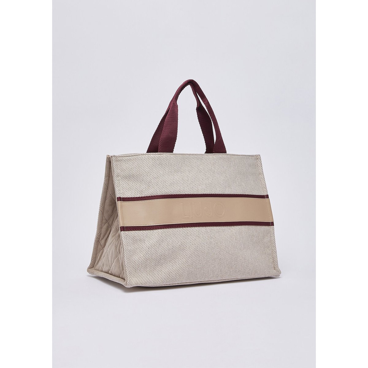 Grand sac cabas en tissu beige, LIU JO