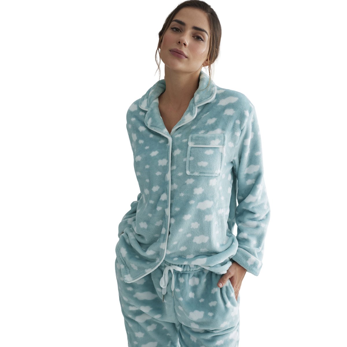 Pyjama pantalon chemise manches longues Polar Joven vert, SELMARK
