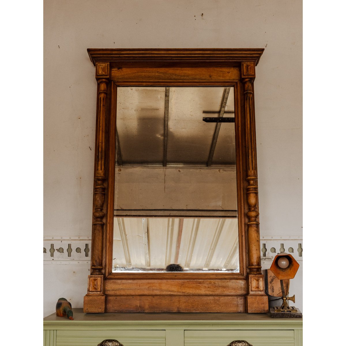 Grand miroir en bois Georges N°1461 - Bon état bois foncé, DEBONGOUT