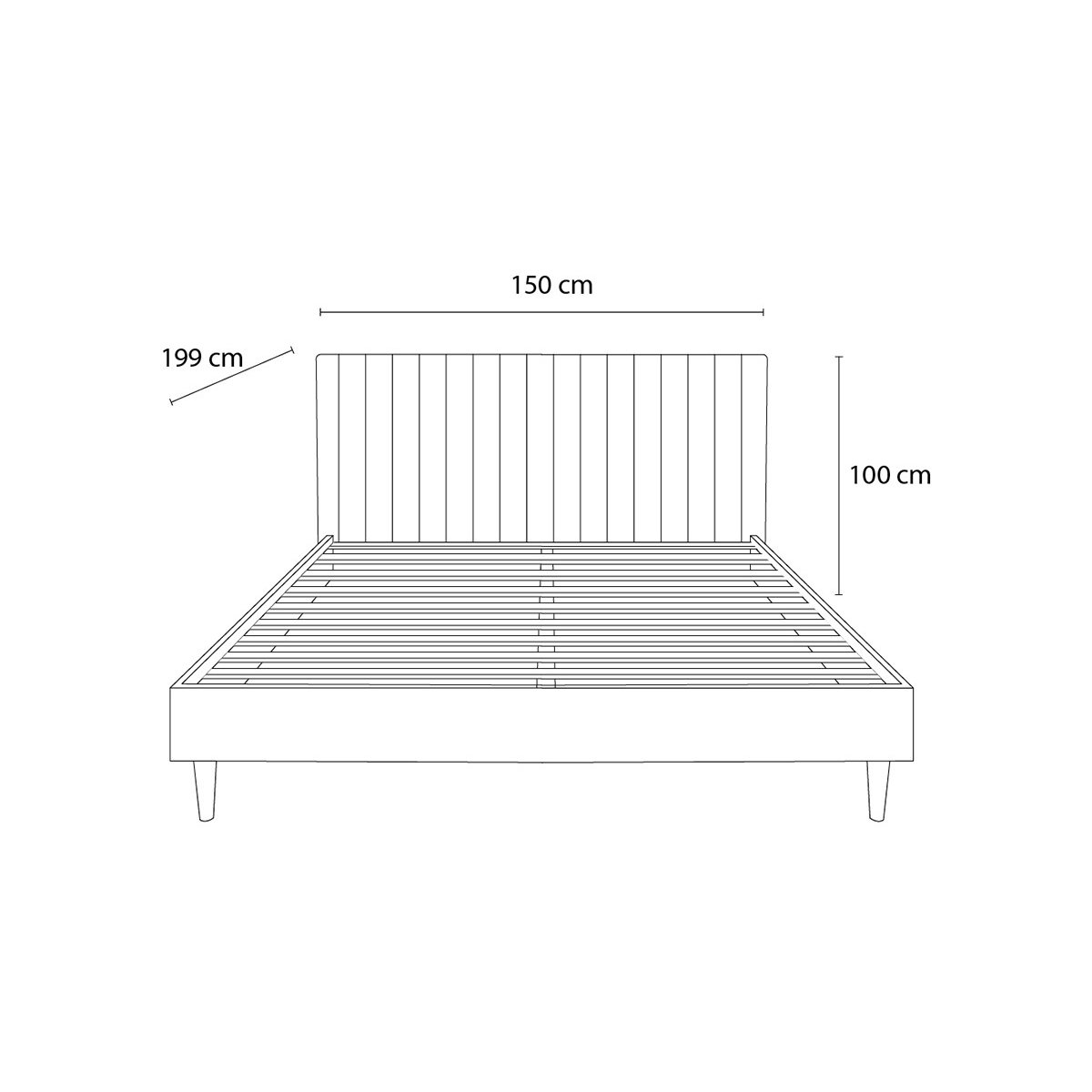 Lit MDF revêtement tissu texturé, OCEANE gris, BOBOCHIC