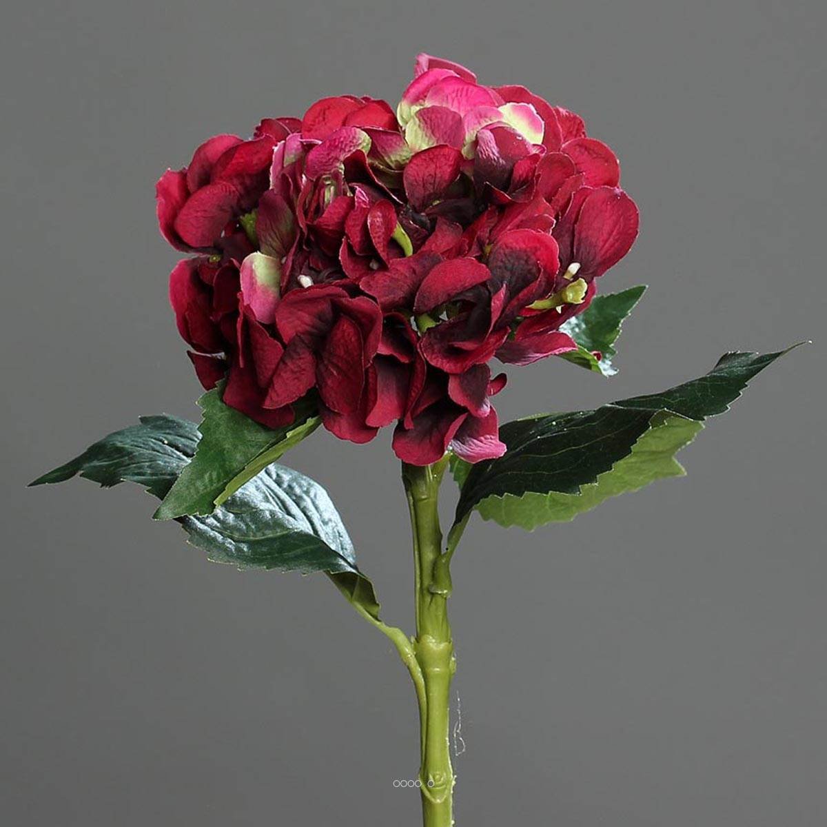 Hortensia artificiel en tige 1 tête 3 feuille bourgogne, ARTIFICIELLES