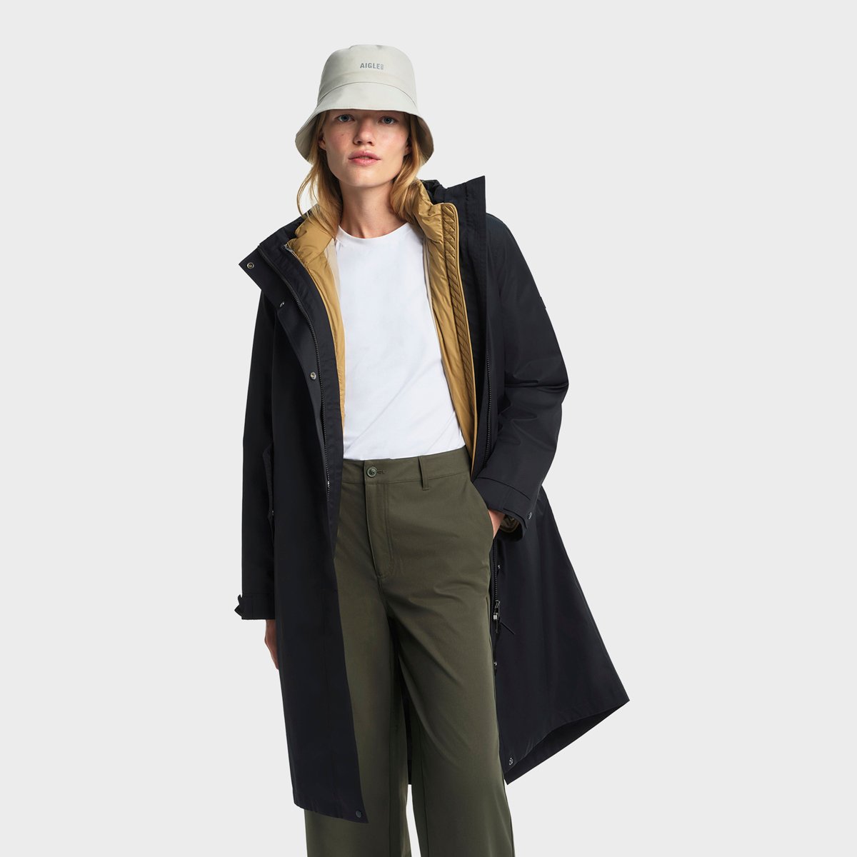 Parka fishtail à capuche T-KIT noir, AIGLE