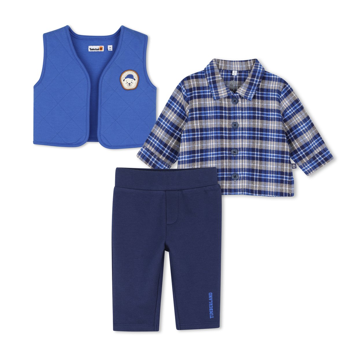 Ensemble cardigan, chemise et pantalon bleu cargo, TIMBERLAND