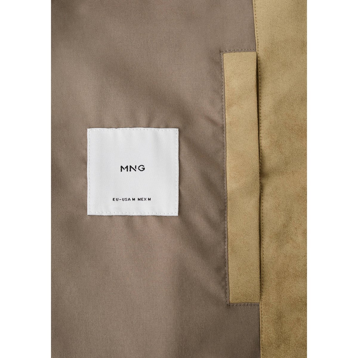 Blouson biker imitation daim beige, MANGO MAN
