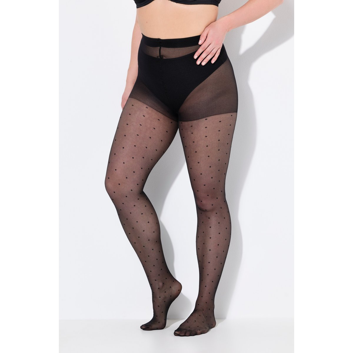 Collant transparent, motif à pois noir, ULLA POPKEN