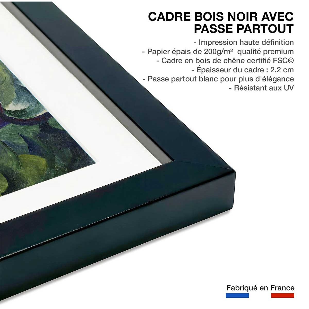 Poster Promenade- Macke August affiche + cadre en bois - noir, HEXOA