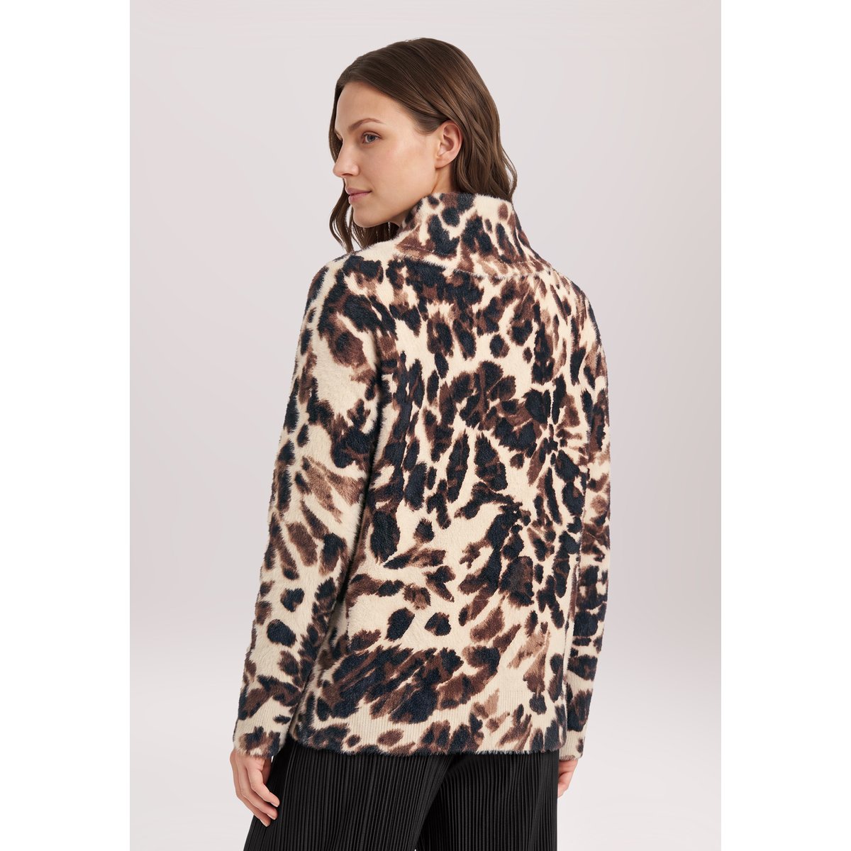 Pull-over en maille à col beige/noir, BETTY BARCLAY