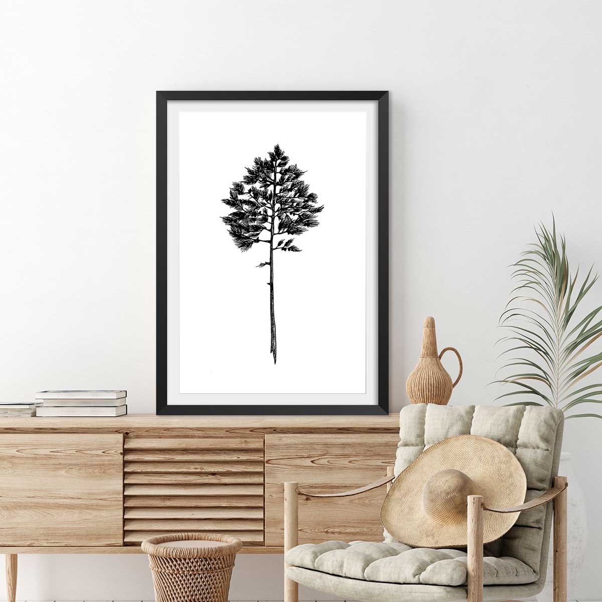 Poster pin landais affiche + cadre en bois - noir, HEXOA