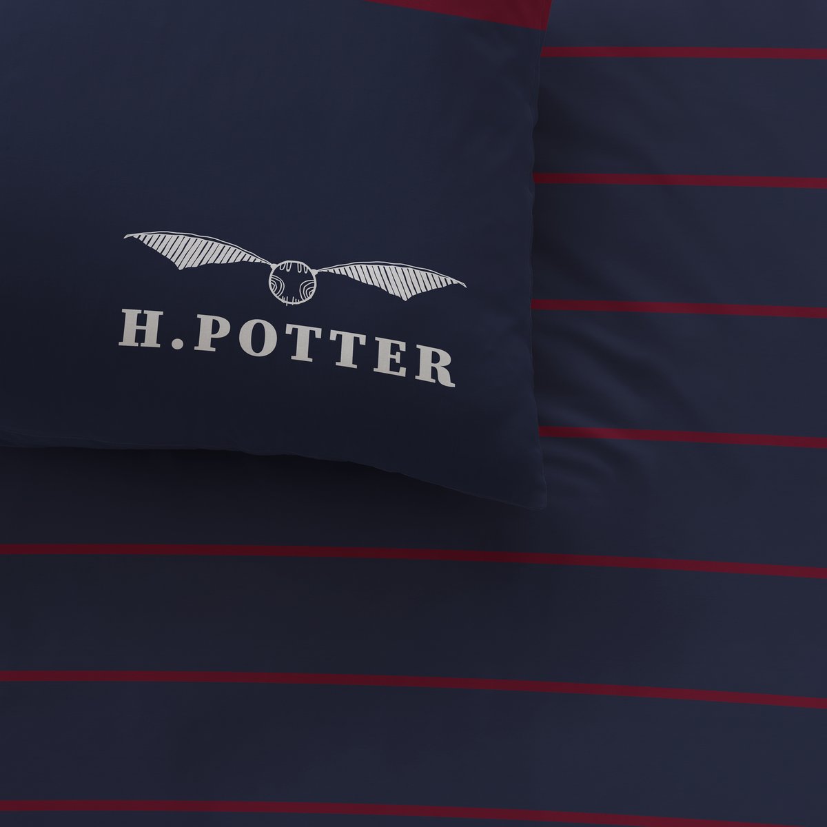 Parure de lit imprimée 100% coton, STRIPE bleu marine, HARRY POTTER