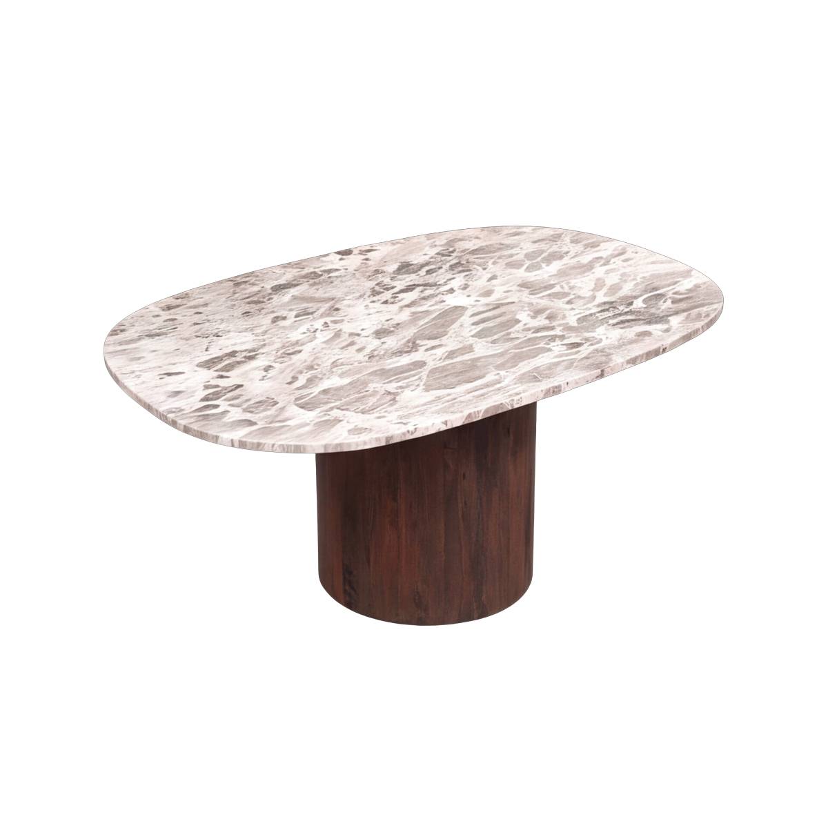Table à manger en bois de manguier et en marbre AGNES bois foncé, MADE IN MEUBLES