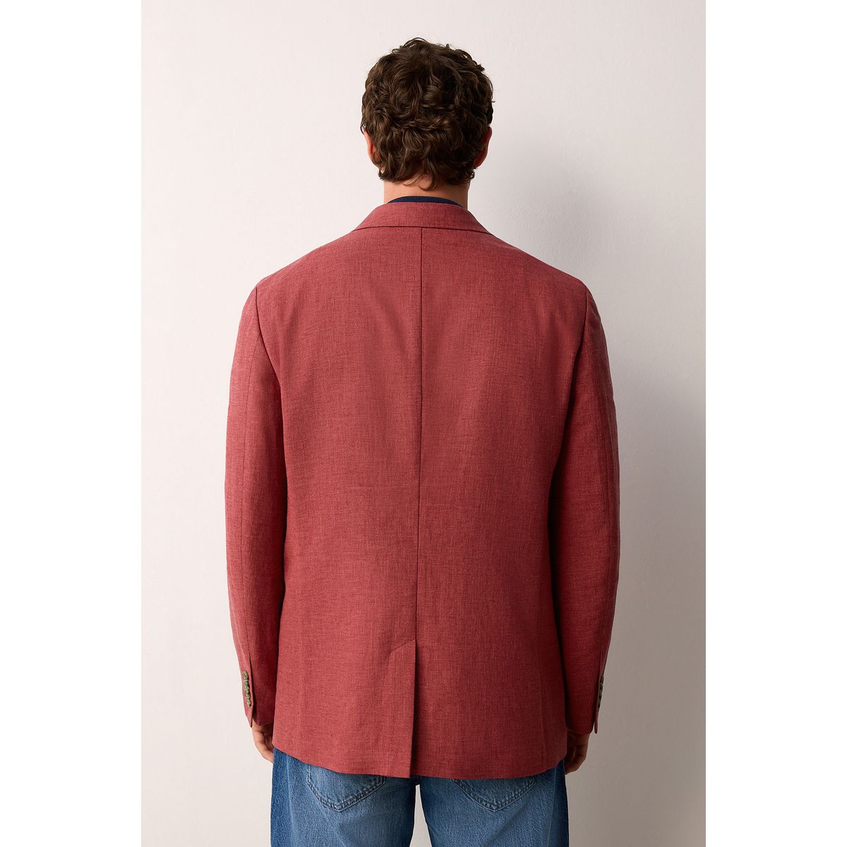 Blazer texturé en mélange de lin rose corail, NEXT