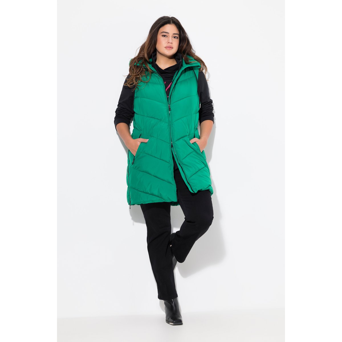 Long gilet matelassé HYPRAR vert émeraude, ULLA POPKEN