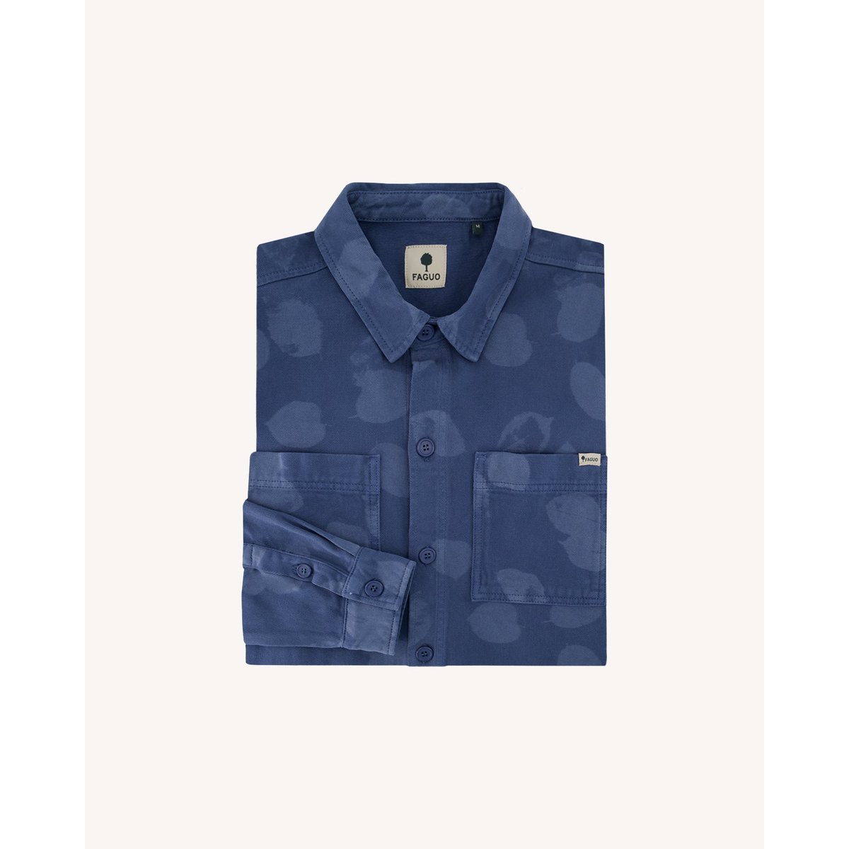 Sur-chemise en tissu sergé bleu et écru, FAGUO
