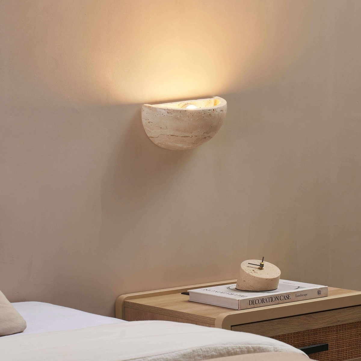 Applique LED demi-sphère travertin - SÈVE beige, KOSILUM