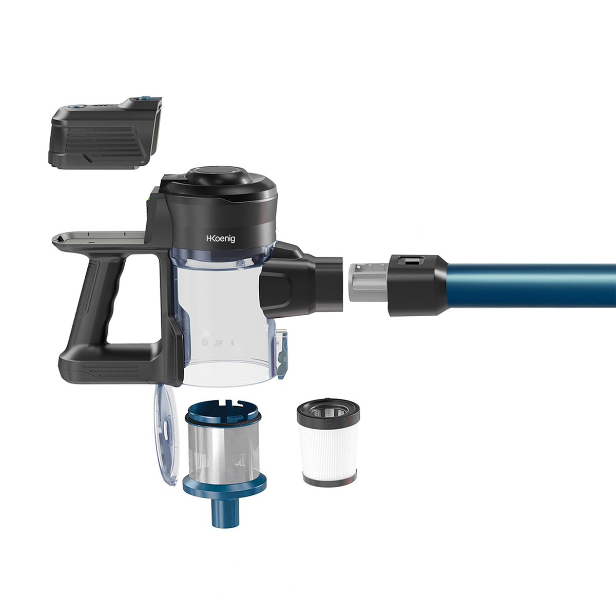 Aspirateur balai 2 en 1 sans fil PowerClean - UP610 bleu, H.KOENIG