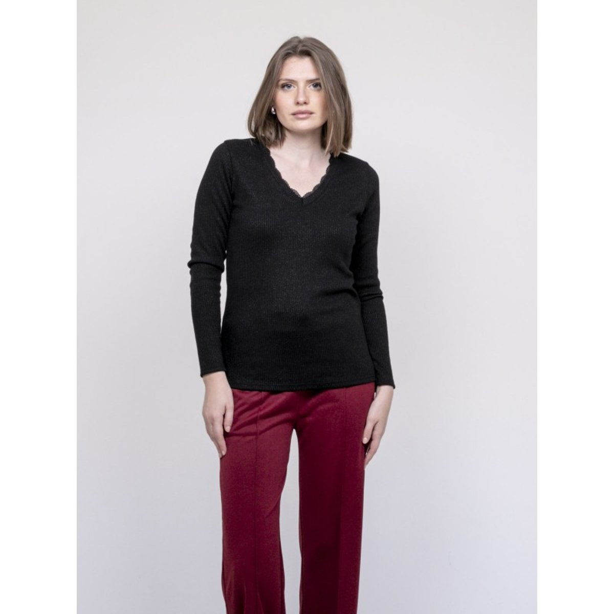 Top Manches Longues Falvy noir, DONA LISA