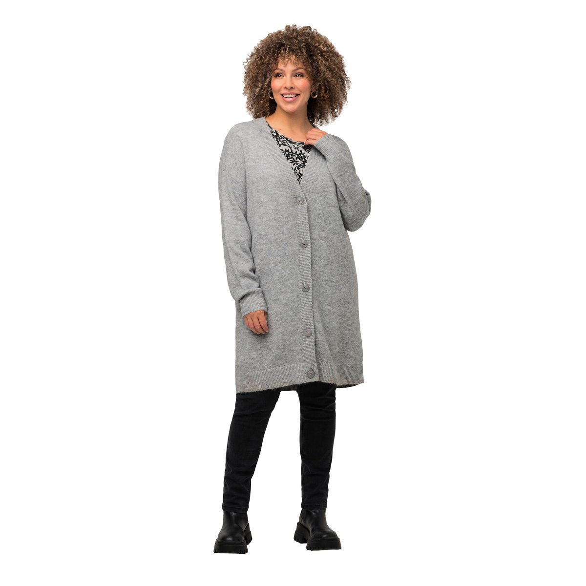 Cardigan en maille fine gris chiné, ULLA POPKEN