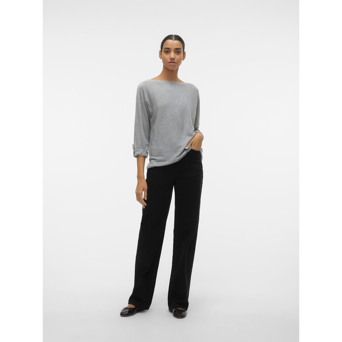 Pull En Maille grise - light grey melange, VERO MODA