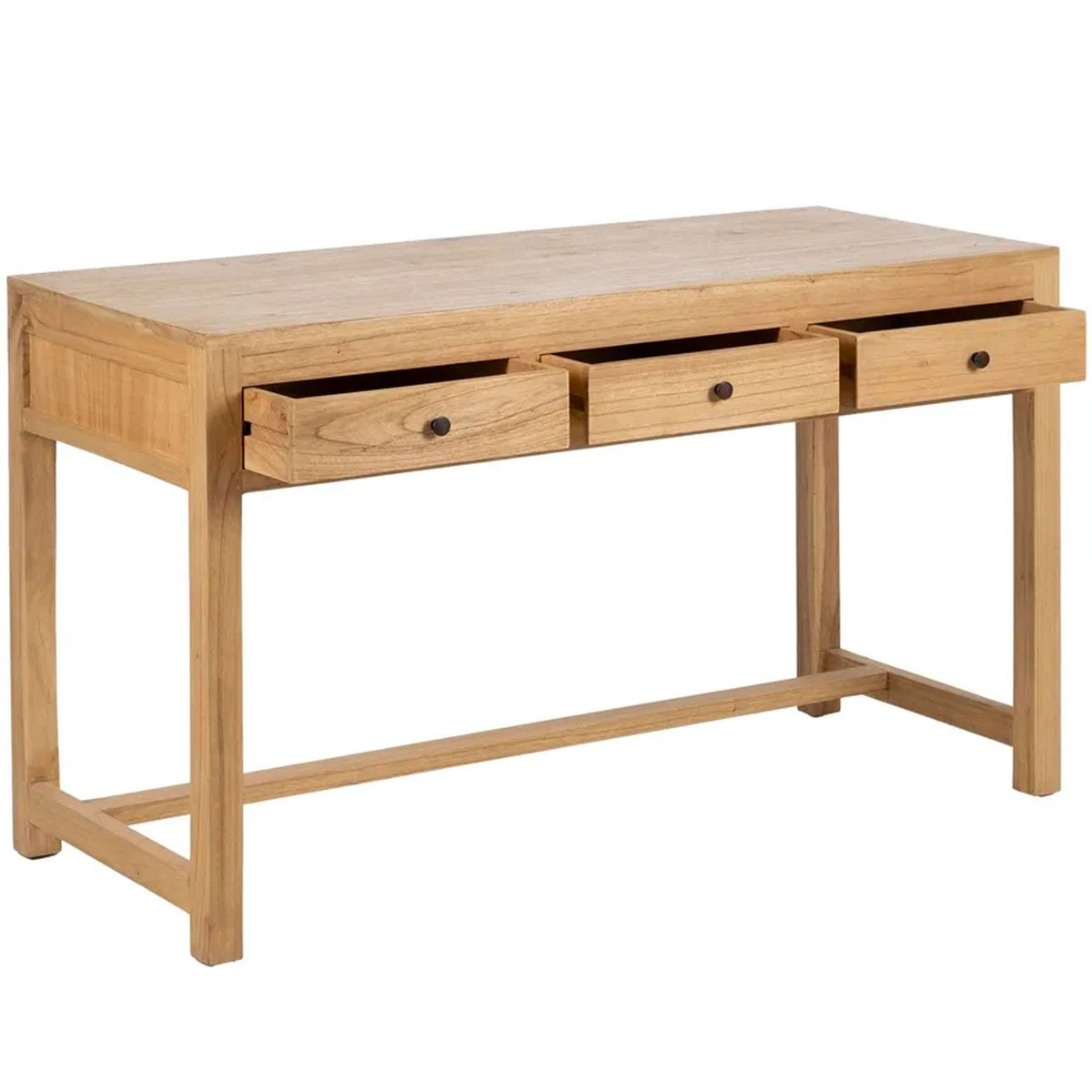 Bureau en bois massif de mindi 3 tiroirs 130x55x77cm bois, WADIGA