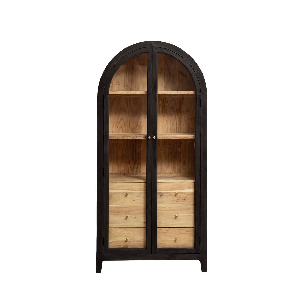 Vitrine en bois d'acacia noire  NÉVEN noir, MADE IN MEUBLES 