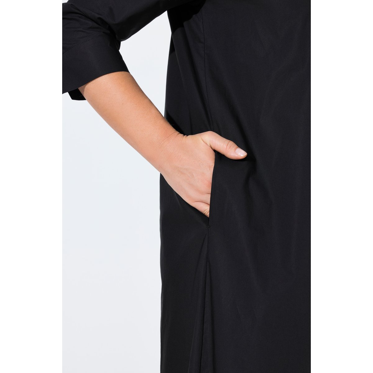 Robe midi en Papertouch noir, ULLA POPKEN