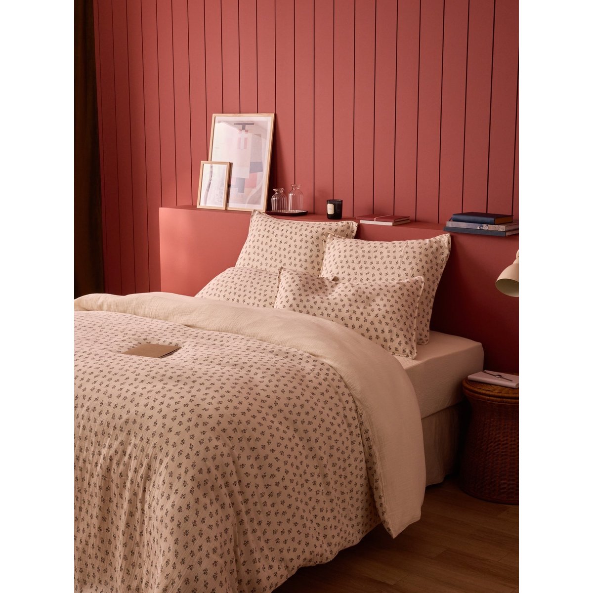 Housse de couette gaze de coton "Lorette" imprimé fleurs, CYRILLUS