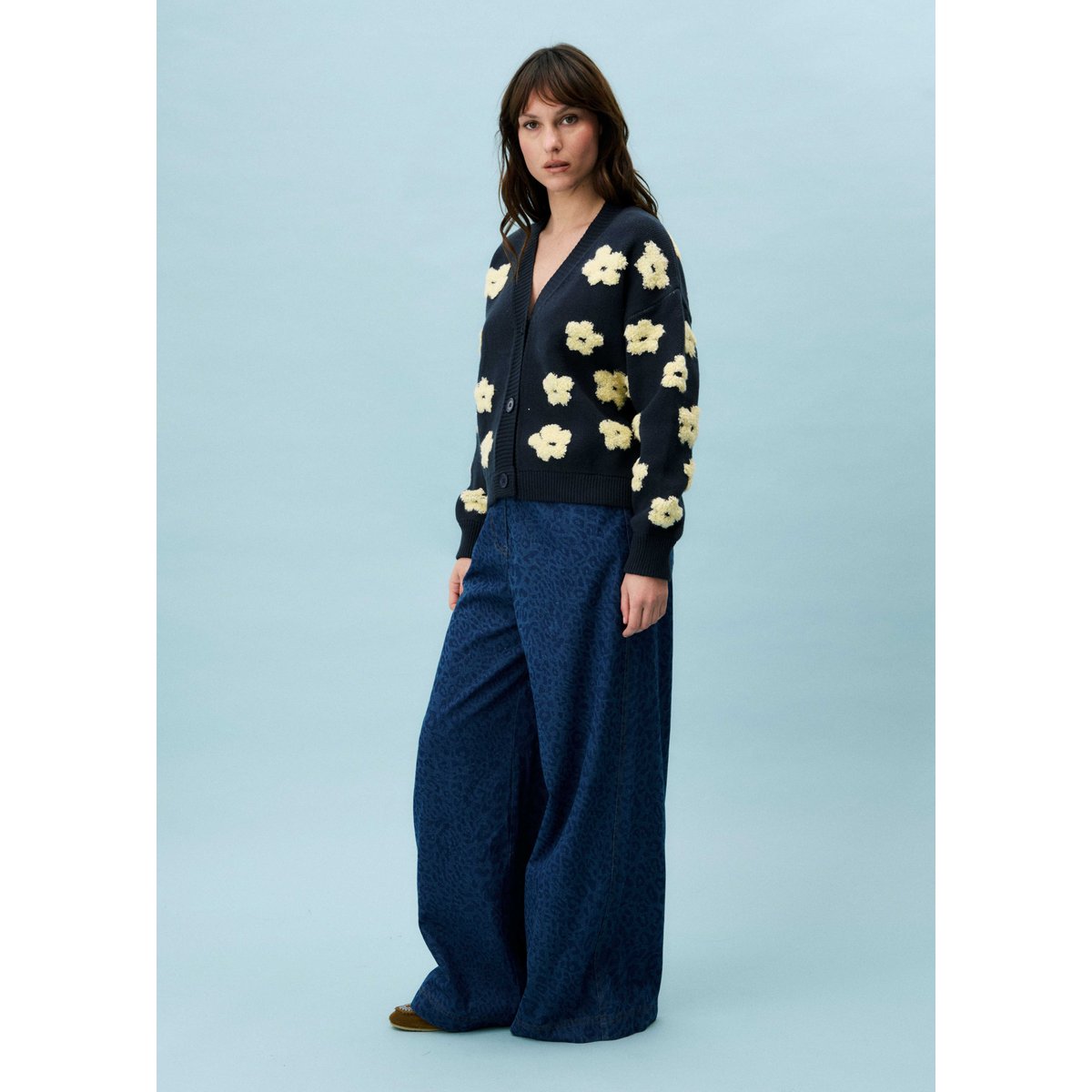 Cardigan en coton BERGENIA bleu marine, FRNCH