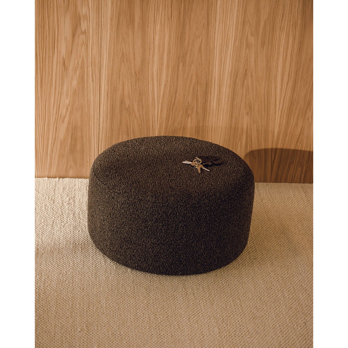 Pouf folk bas en laine bleu bébé Couleur bleu bébé Noo.Ma | La Redoute