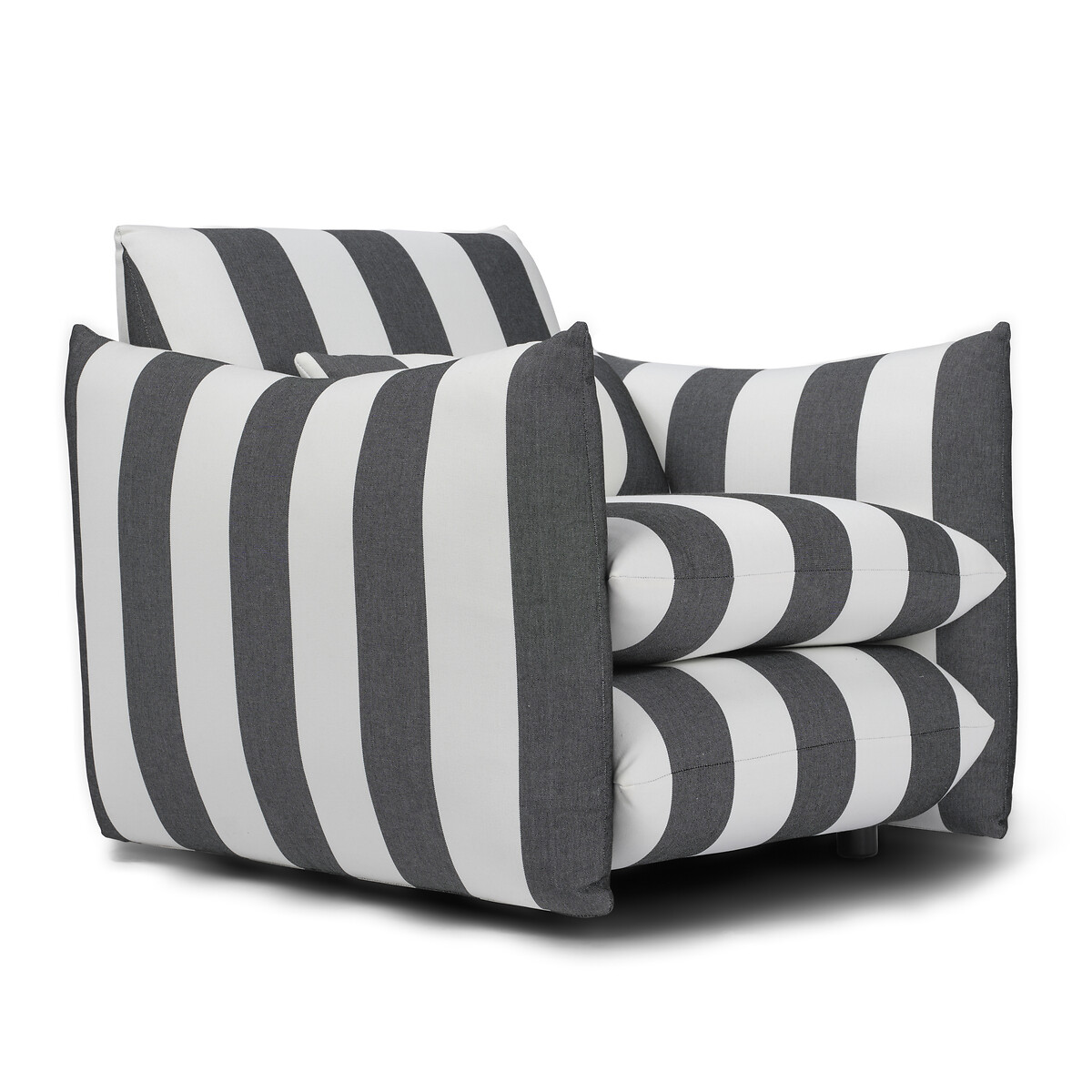 Saxon Stripy Double-Cushioned  Snuggle Chair white/black stripes, ÉDITÉ