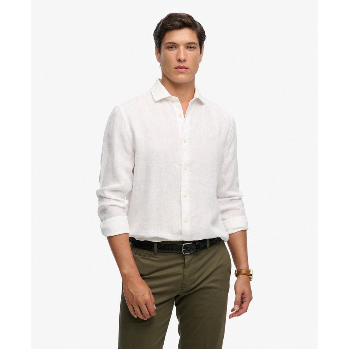 Chemise en lin Riviera à manches longues optic, SUPERDRY