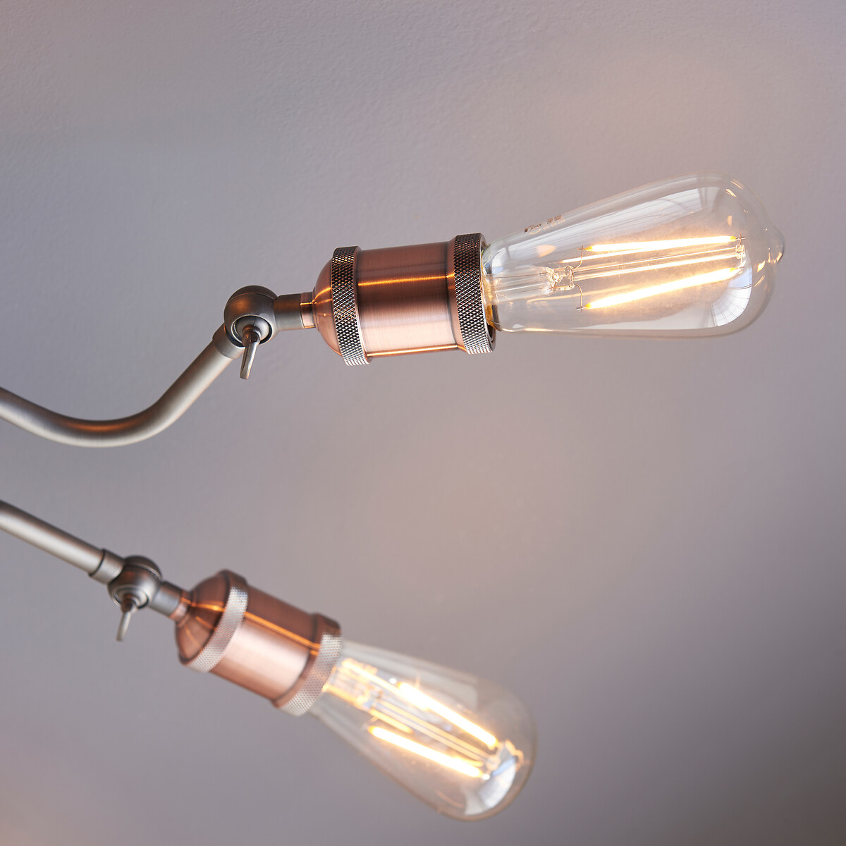 Halle 8-Light Industrial Semi-Flush Ceiling Light in Copper copper-coloured orange, SO'HOME