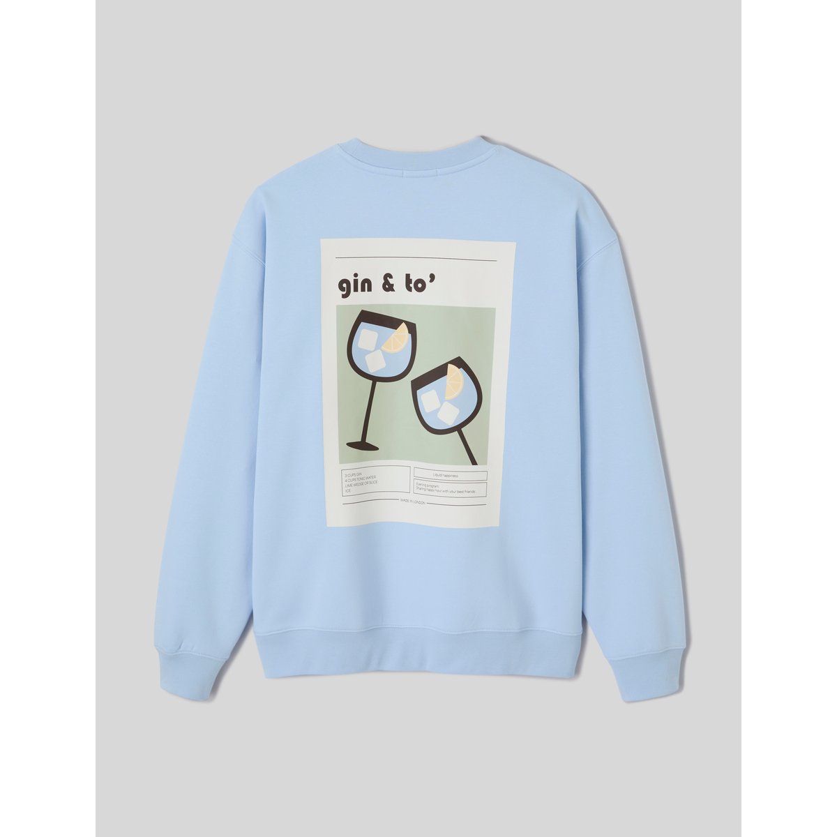 Sweat imprimé devant / dos bleu clair, BZB