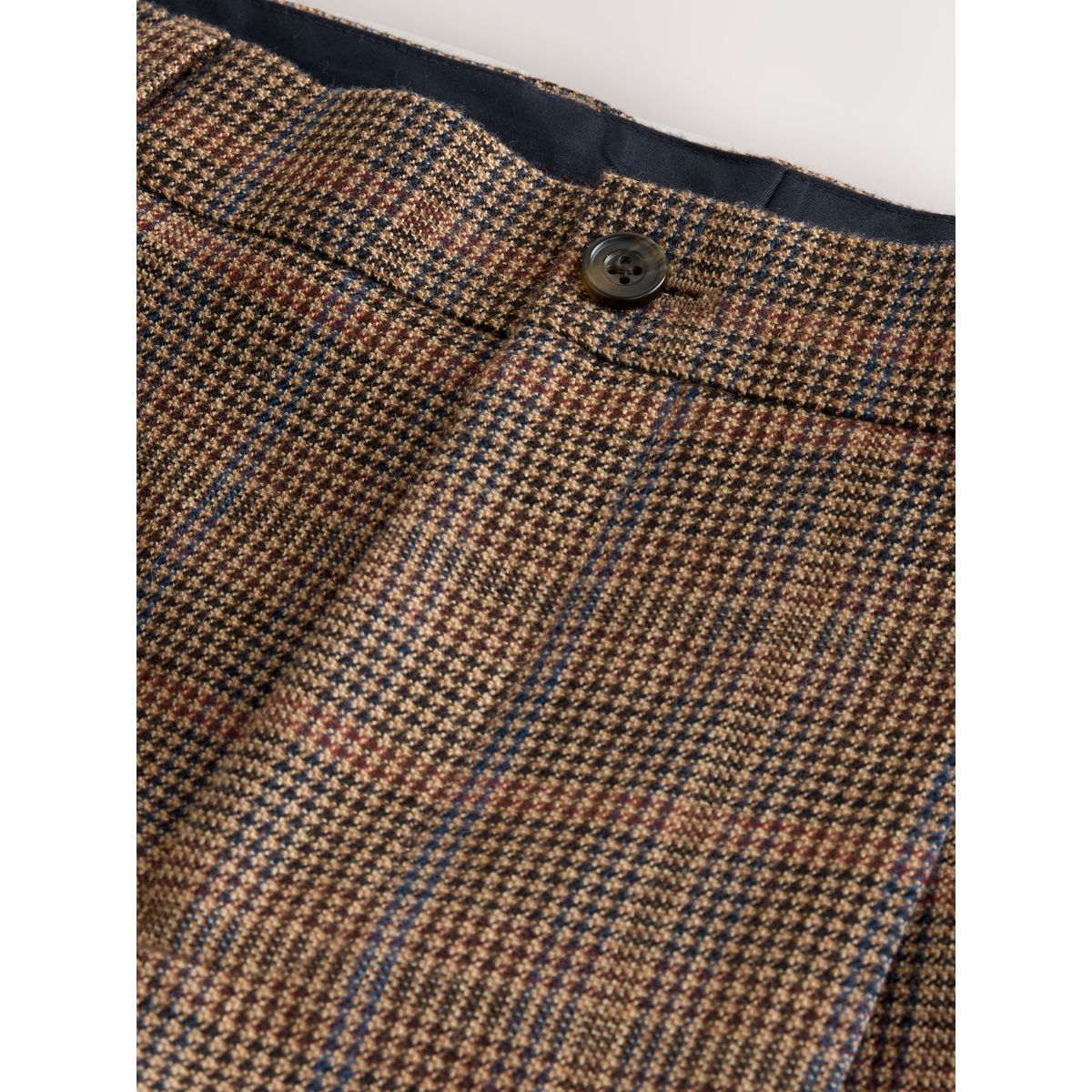 Pantalon de costume slim en laine à carreaux beige/rouge, NEXT