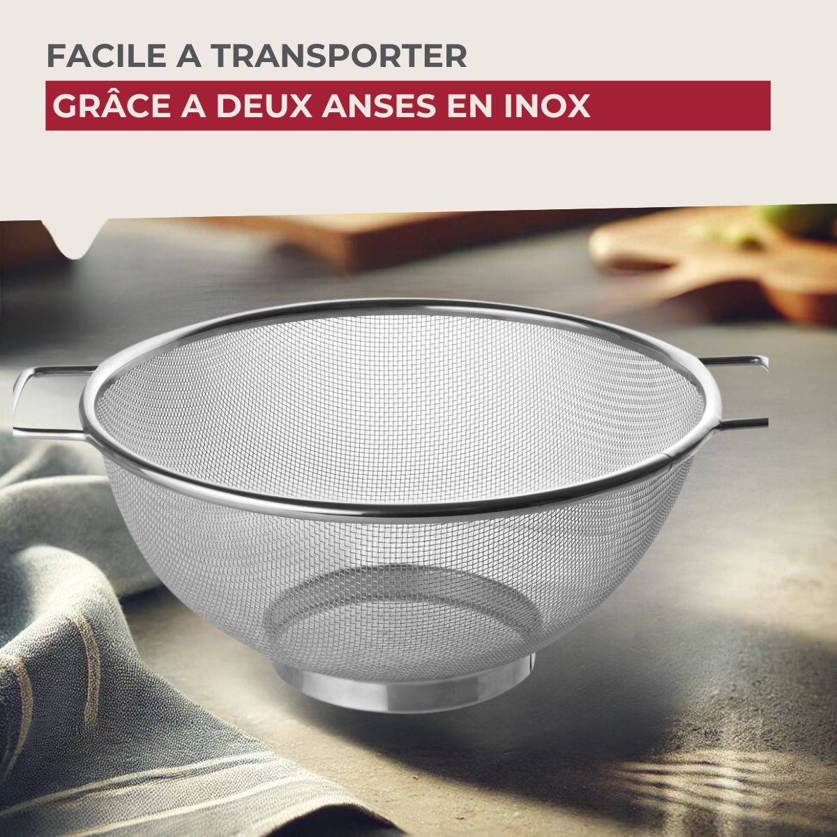 Set de 2 ustensiles de cuisine passoire BASIC gris, FACKELMANN