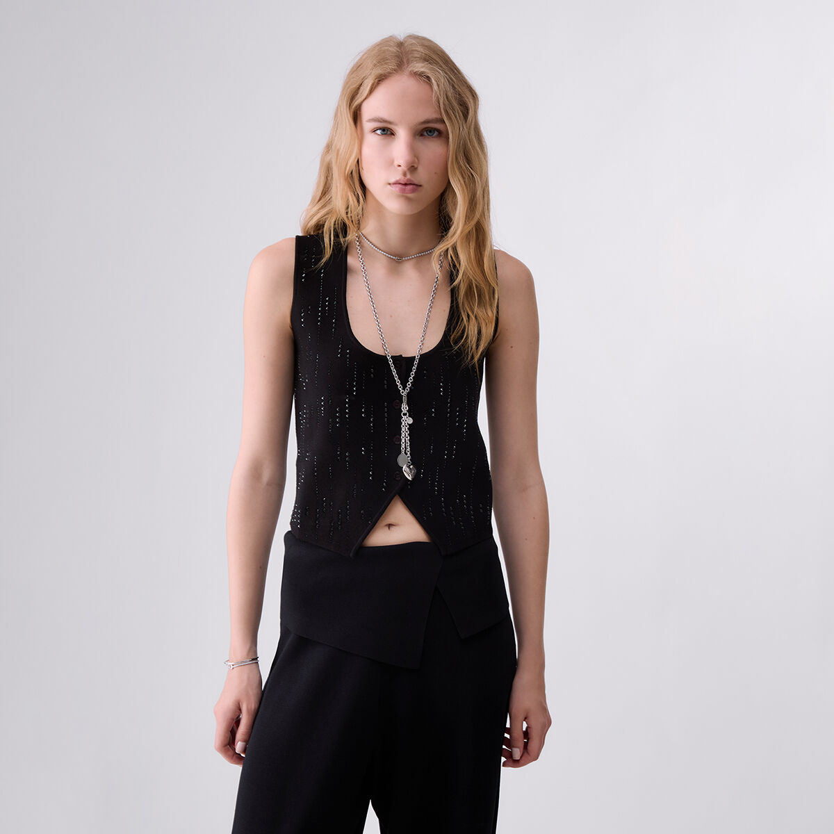 Gilet avec strass noir, LIU JO