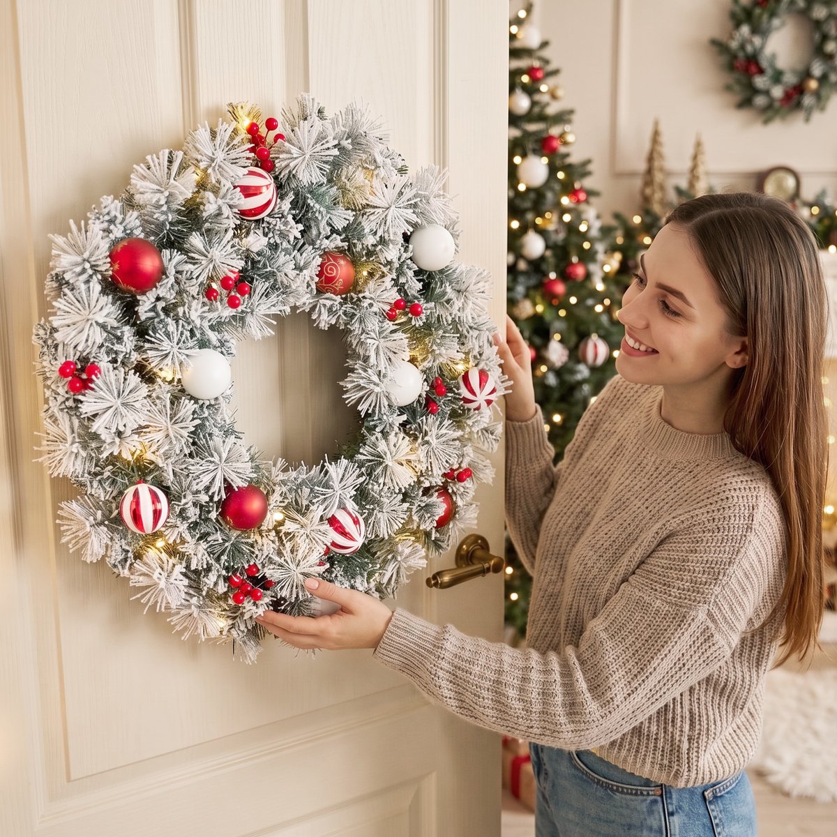 Couronne de Noël PVC Vert vert, HOMCOM