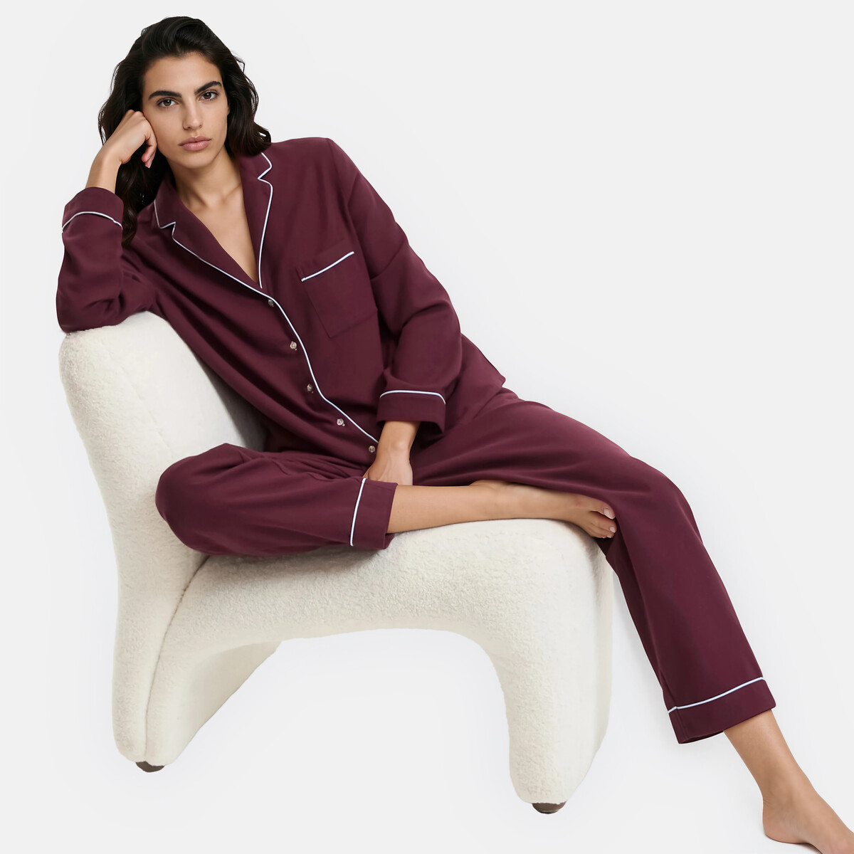 Signature Noélie Flannel Pyjamas plum, LA REDOUTE COLLECTIONS