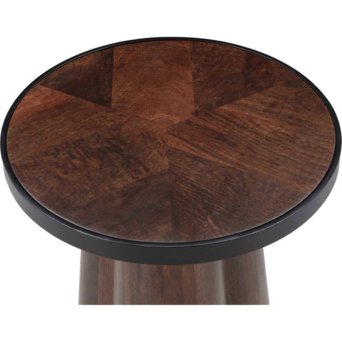 Table d'appoint ronde en bois et métal brun et noir, RECOLLECTION