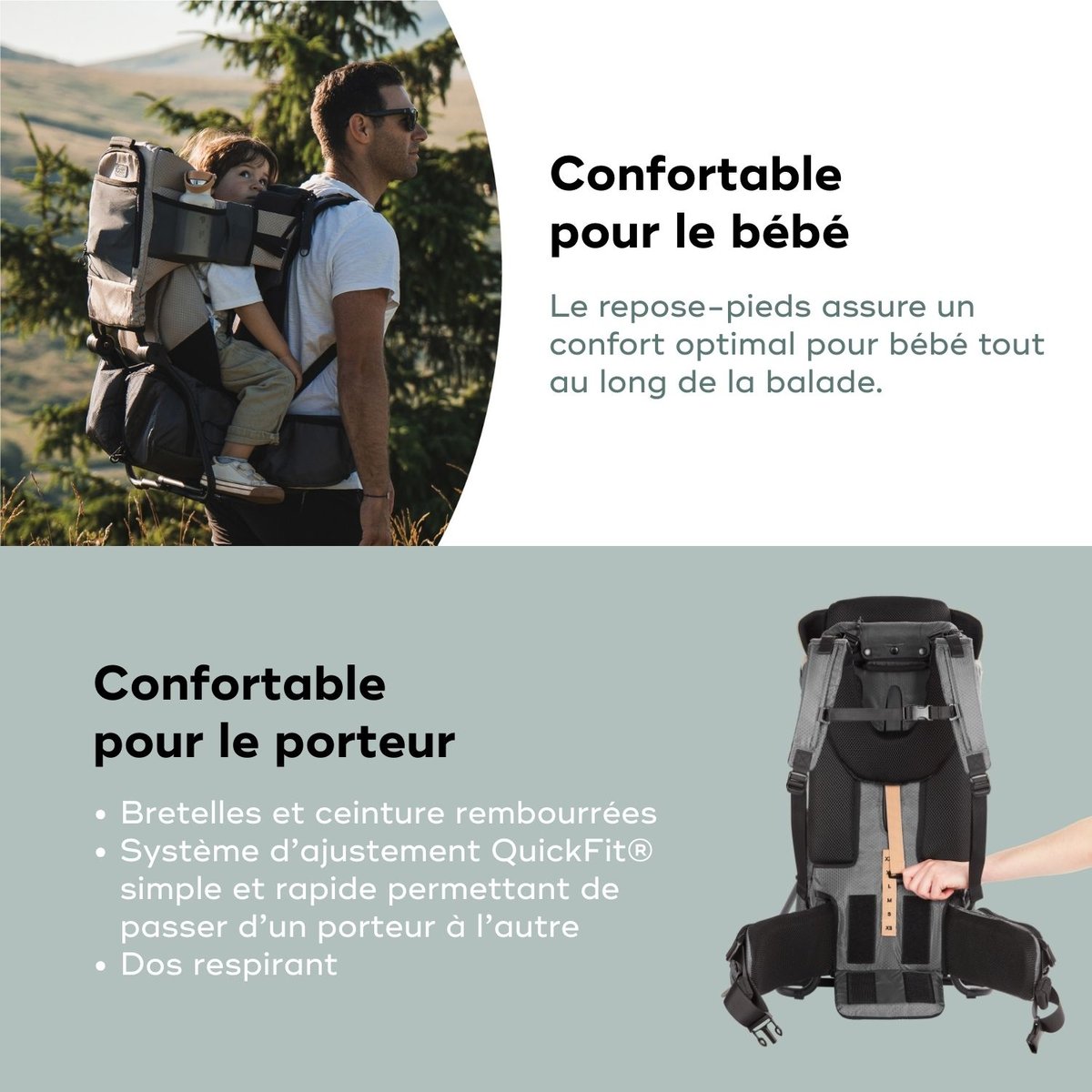 Porte-bébé randonnée Moov & Hike + beige, BABYMOOV
