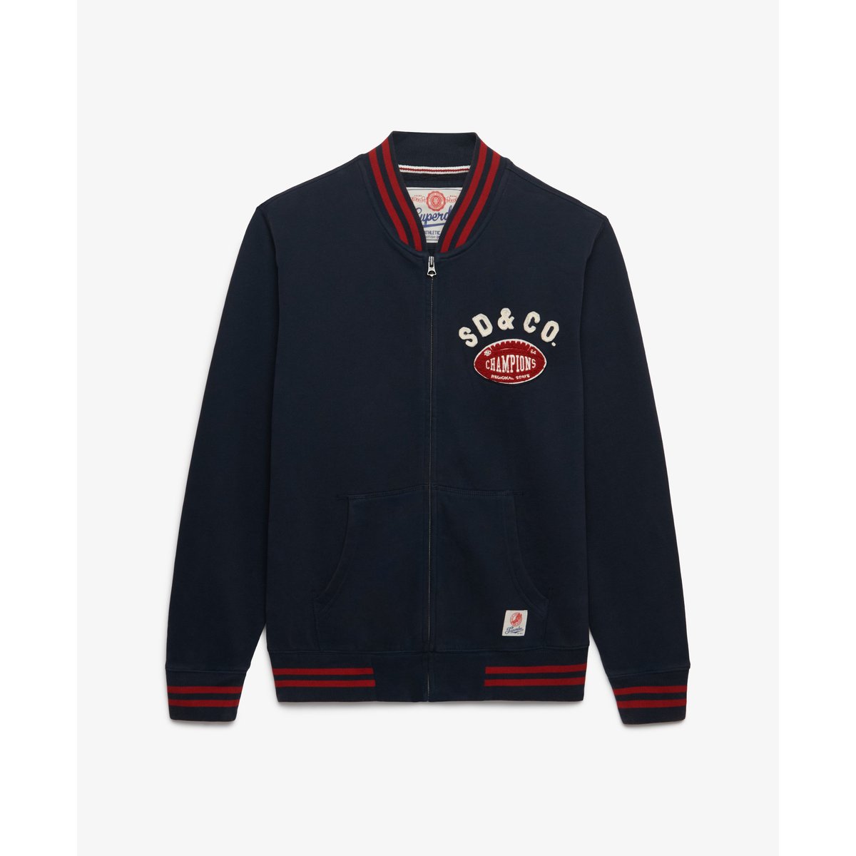 Bomber Track Top Vintage Athletic bleu marine éclipse, SUPERDRY