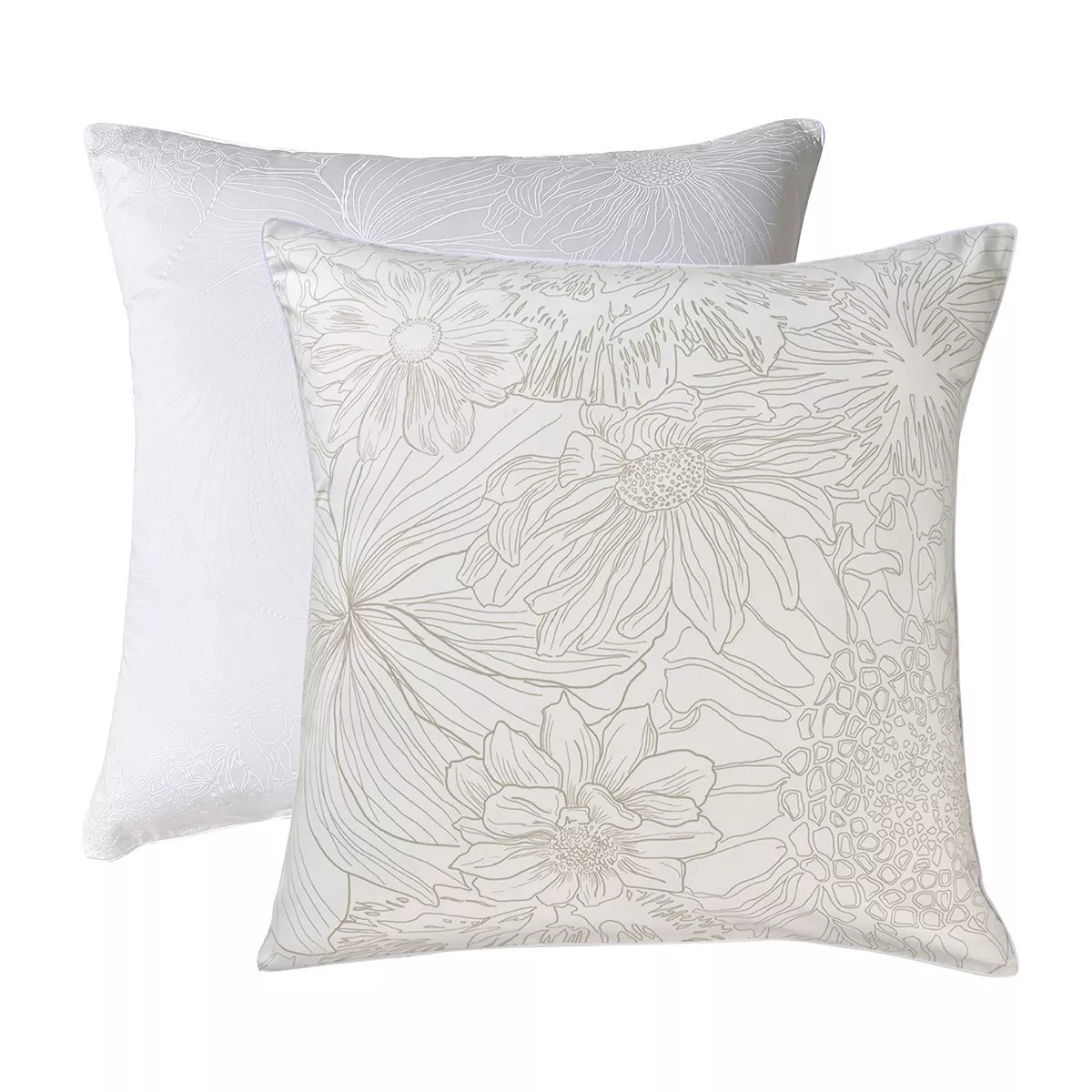 Taie d'oreiller satin de coton FLOWER POWER white, GARNIER THIEBAUT